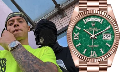 Rolex Day-Date — rose gold, green dial — source photo