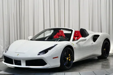 Ferrari 488 Spider — white, red interior — reference image